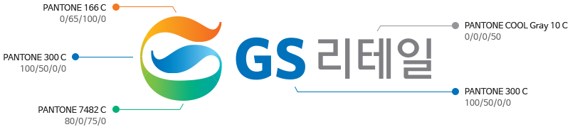 Representing a color image with the provisions of GS Retail GS Retail 's logo consists of a total of four colors . Particularly PANTONE 166C, PANTONE 300C,PANTONE 7482C, PANTONE COOL Gray 10 CA .